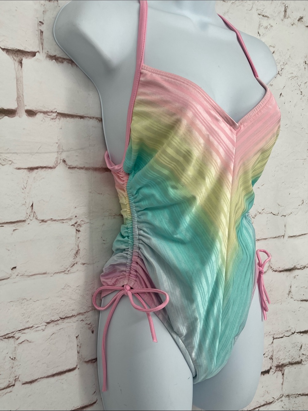✨VTG✨RARE Backflips Rainbow Ombre Stripe One Piece, Size S/M